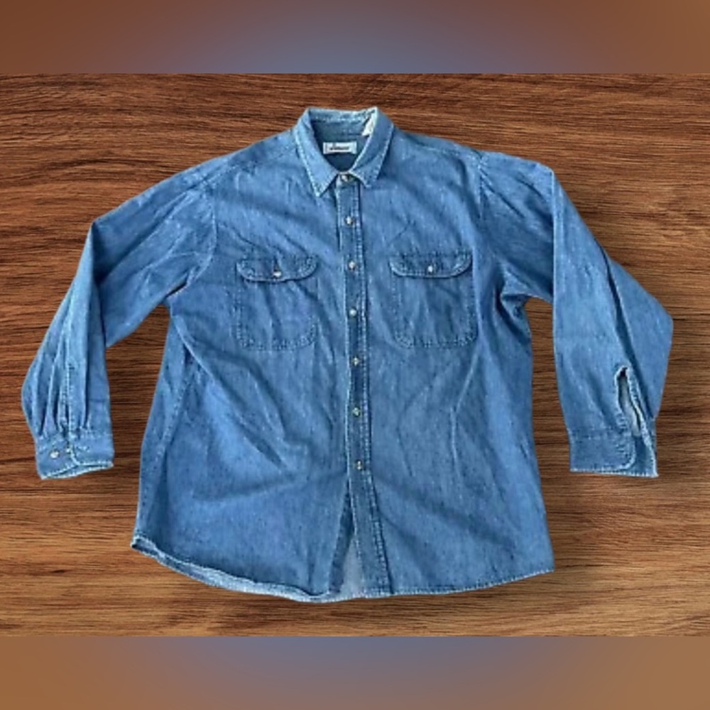 Vintage 70’s Roebucks Denim Shirt Size‎ 2XL Men Blue